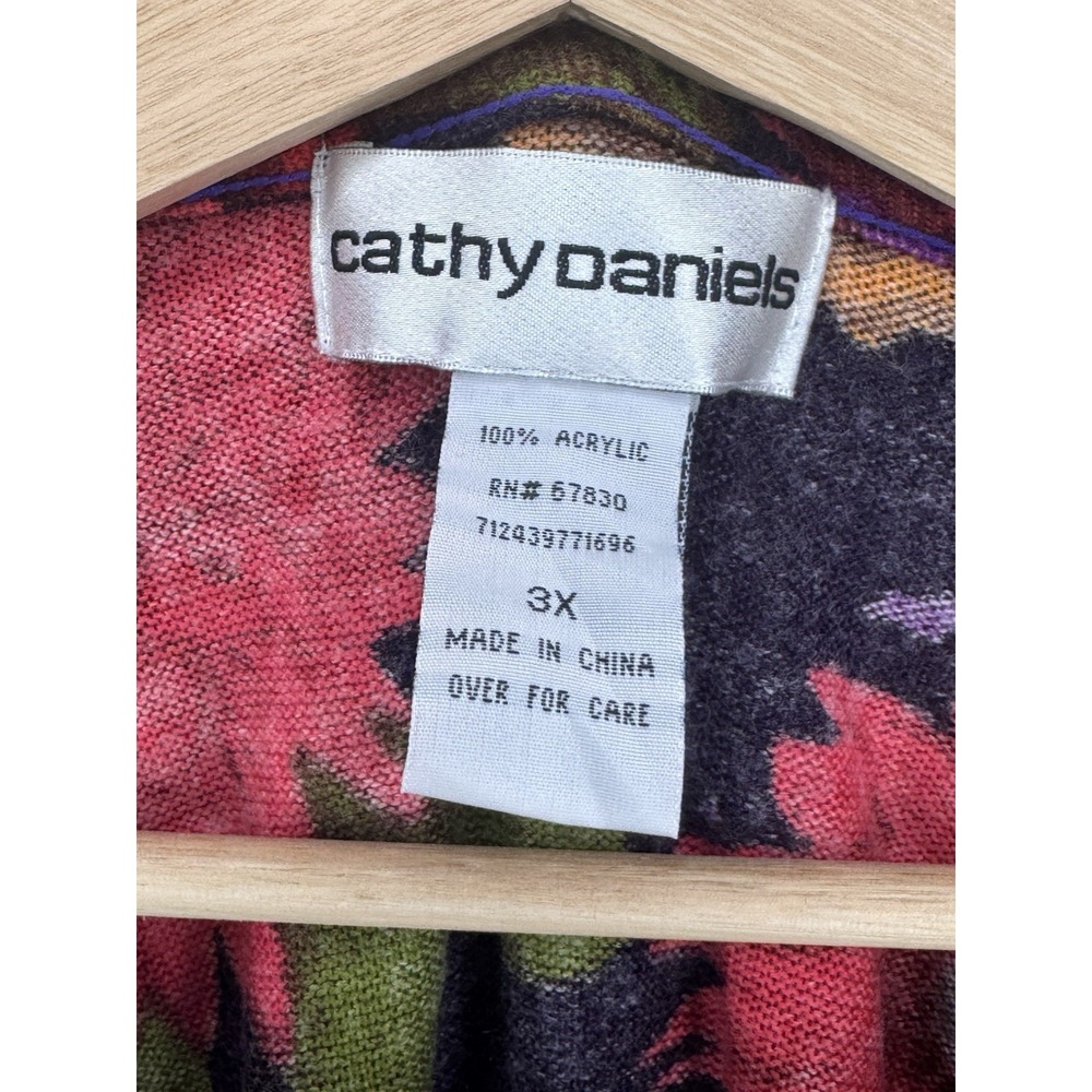 Cathy Daniels Size 3X Women's Top Blouse Flowers Accented Shirt Long Sleeve - Picture 3 of 3